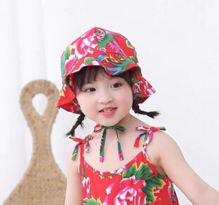 东北花婴儿帽子春秋薄款夏季遮阳帽男女宝宝超萌可爱渔夫帽防晒帽