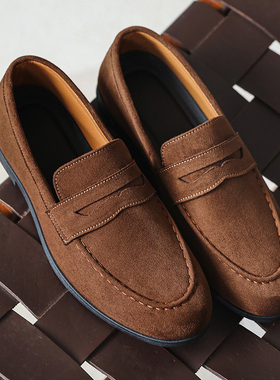 复古老钱乐福鞋秋季美拉德薄底软底一脚蹬通勤休闲鞋正装男士皮鞋