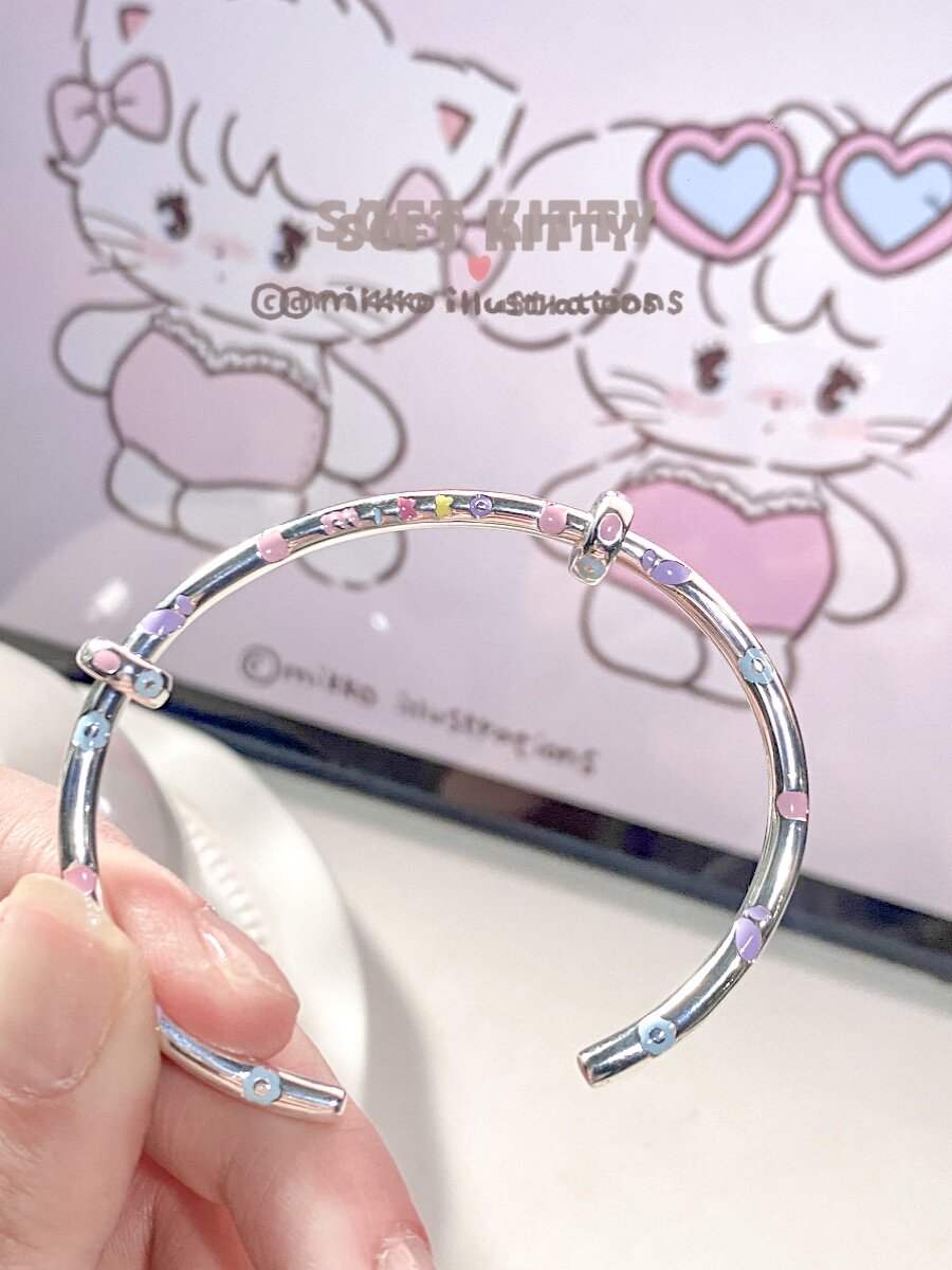 SPOT MIKKO GENUINE COLLABORATION CO-BRANDED  DROP RUBBER BRACELET BEADS BASE BRACELET SINGLE BRACELET SILVER BRACELET