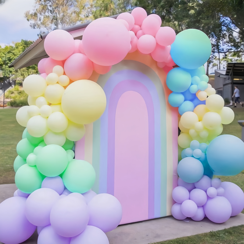 10寸乳胶气球拱门彩虹色气球