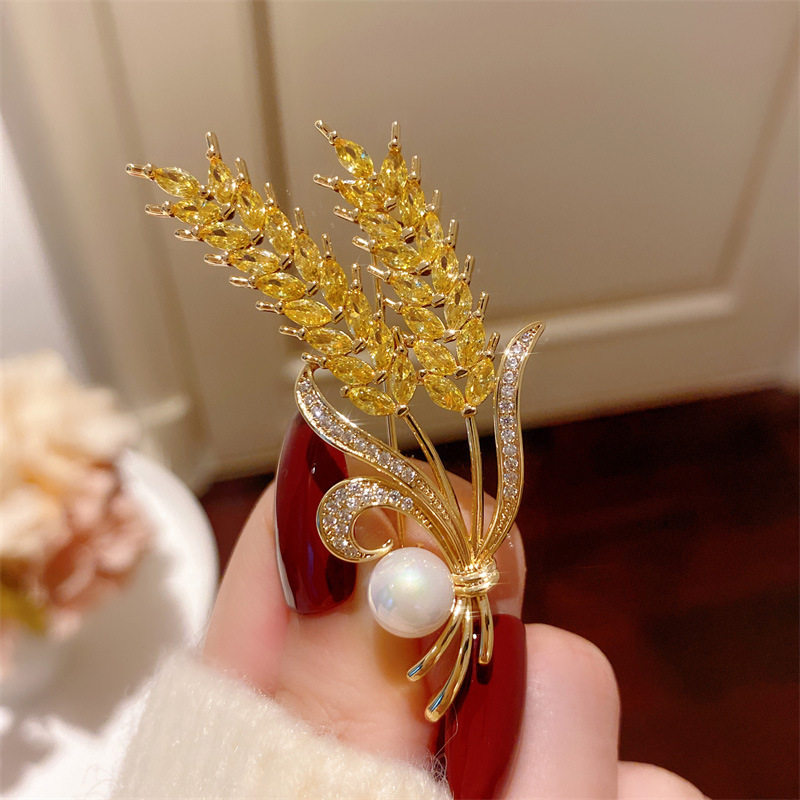 金色麦穗胸针大衣配饰高档女胸花