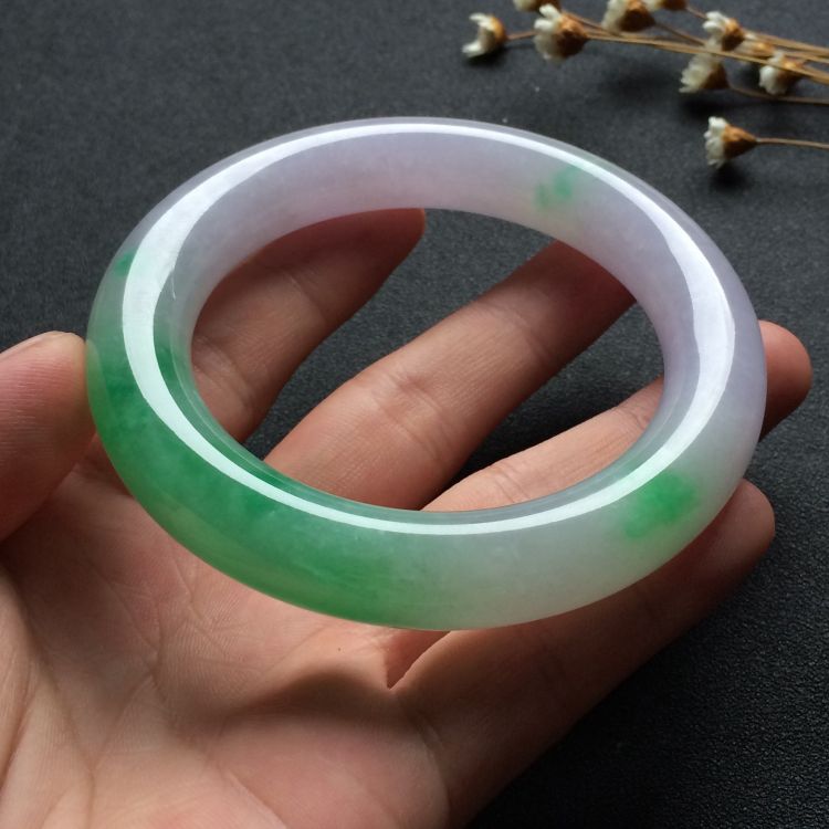 天然缅甸翡翠紫罗兰飘花手镯冰糯种女款贵妃玉镯子未镶嵌吊坠原石