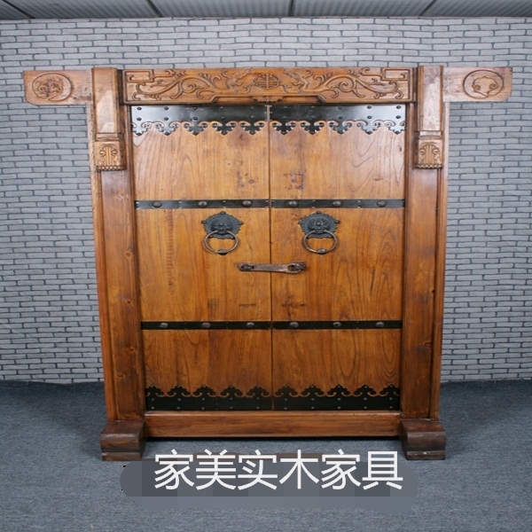 实木仿古进户大门别墅庭院户外中式双开大门榆木老式农村围墙木门