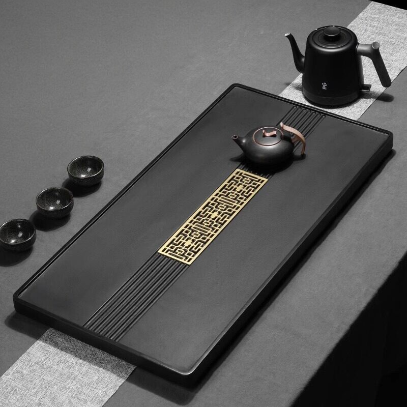 天然皇庭玉石茶盘家用高端干泡雅致客厅抽屉式储水蓄水石头茶台