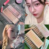 for cool school十色眼影盘杏桃粉紫低饱 韩国too 木头眼影笔姐妹