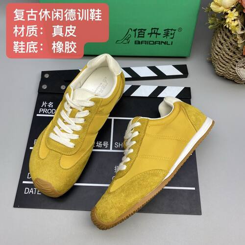 翻毛皮德训鞋复古生胶底轻便阿甘鞋百搭显白休闲慢跑运动鞋96-37