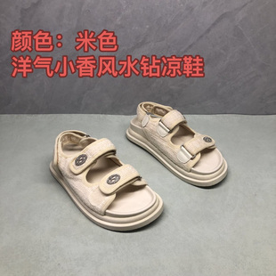 夏季新款8Q2309米小香风气质凉鞋女鞋休闲厚底沙滩凉鞋百搭魔术贴