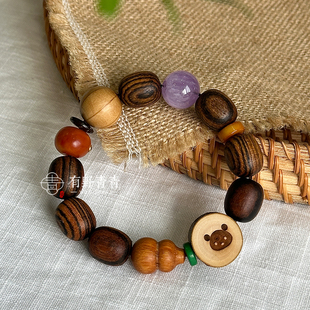 有野青青「梧桐花下客」原创中式设计墨西哥虎斑木枣珠文玩手串