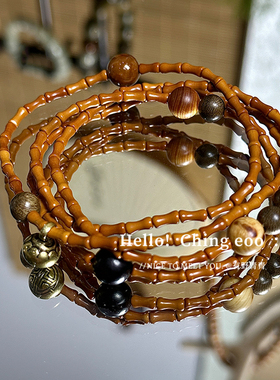 有野青青「 行星轨迹 」原创设计橄榄核多圈崖柏库克沉香多宝手串