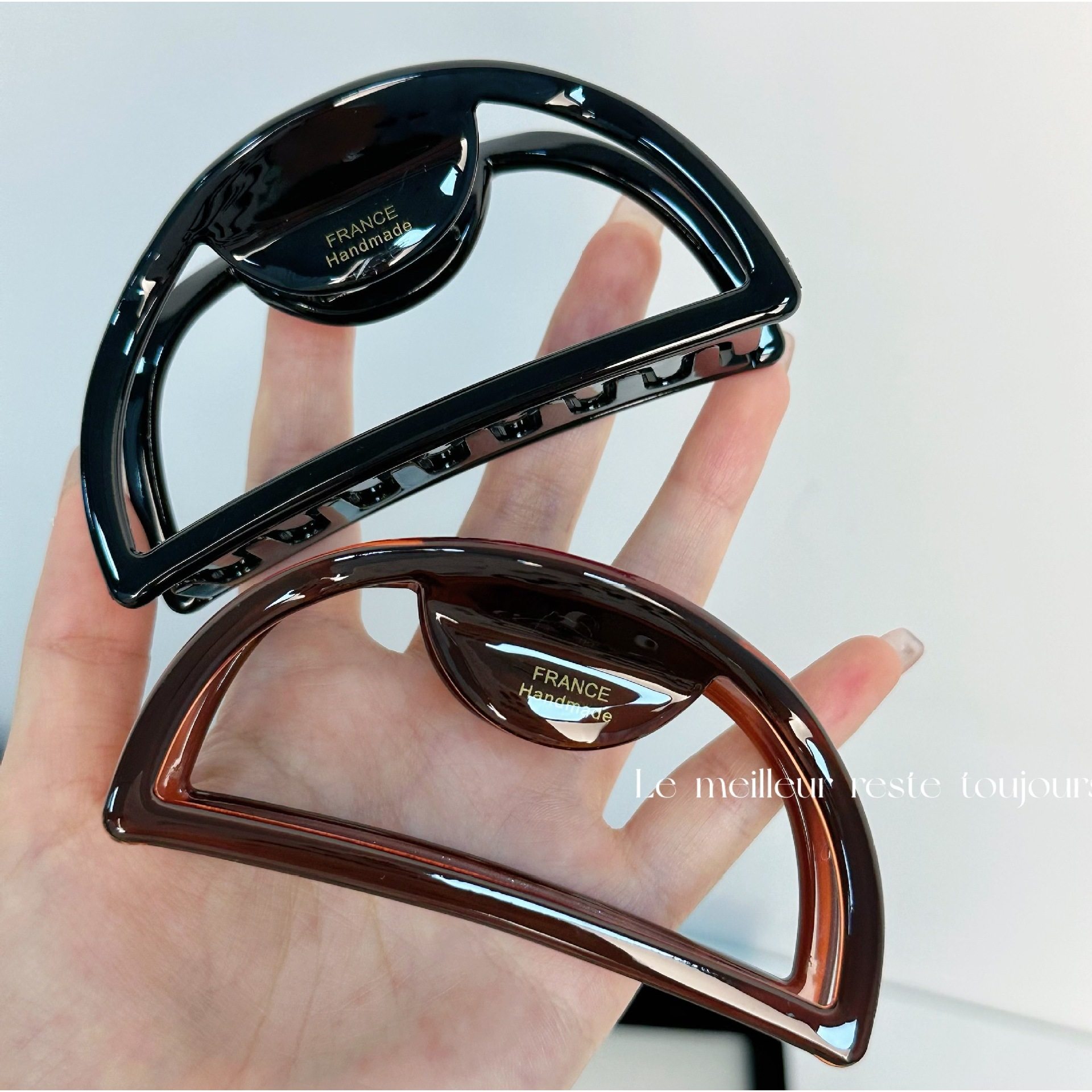 韩国金标france大号镂空半圆发抓醋酸质感发抓夹发夹鲨鱼夹发饰