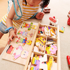 小熊换衣拼图幼儿宝宝积木玩具4-5-6周岁男女孩幼儿园中小班材料