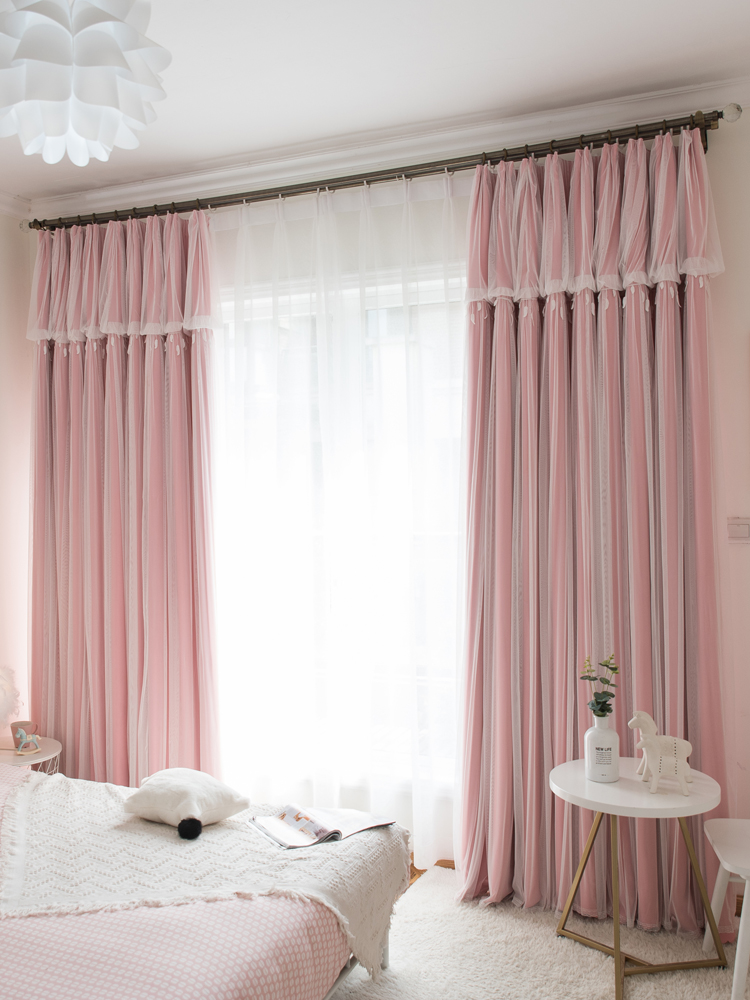 Curtain shading bedroom princess wind full shake net red ins bay window curtain finished product simple modern 100% customized