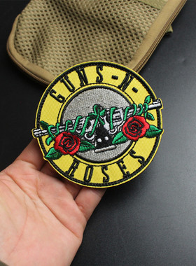 摇滚乐队枪炮与玫瑰刺绣魔术贴章音乐饰品Guns N' Roses艺术徽章