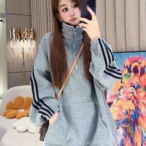 欧货轻奢时尚撞色拉链卫衣外套女秋冬设计感百搭宽松显瘦保暖上衣