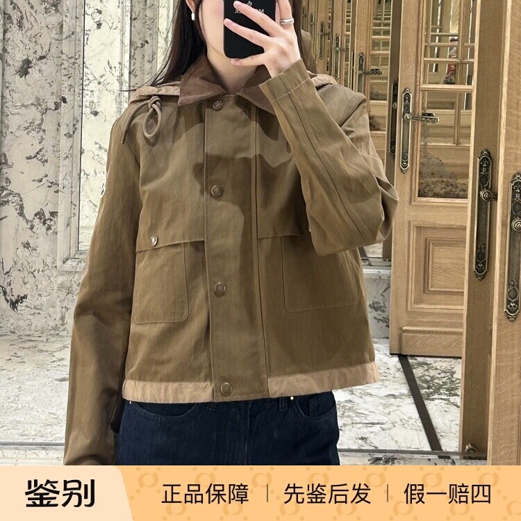女士短款连帽风衣夹克短外套 Moncler盟可睐 棕色咖啡色2026春款图片