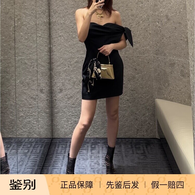 黑色抹胸迷你短袖修身连衣裙 小礼服 打结 Givenchy纪梵希2026款
