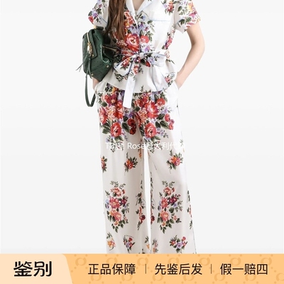 白色花卉印花短袖真丝 衬衫杜嘉班纳DG 2026春夏新款女装