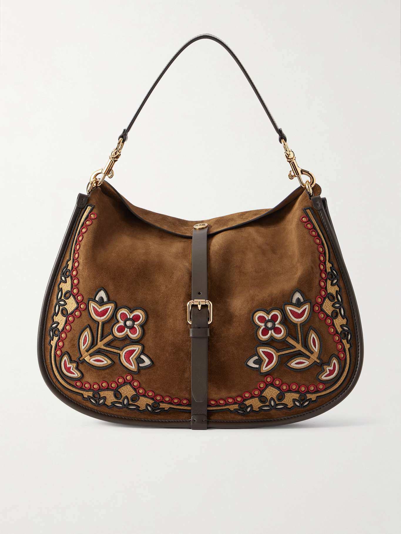 棕色麂皮绒面手提单肩包绣花女包托特包Etro艾绰2026春季新款