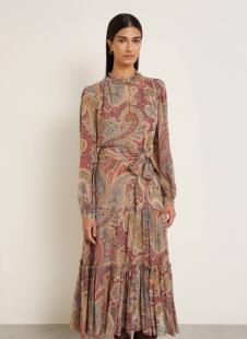 连衣裙 新款 木耳边领口 2025秋季 Etro艾绰 复古印花长袖