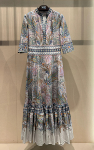 印花长款半袖中袖连衣裙 Etro艾绰 2025春夏新款女装