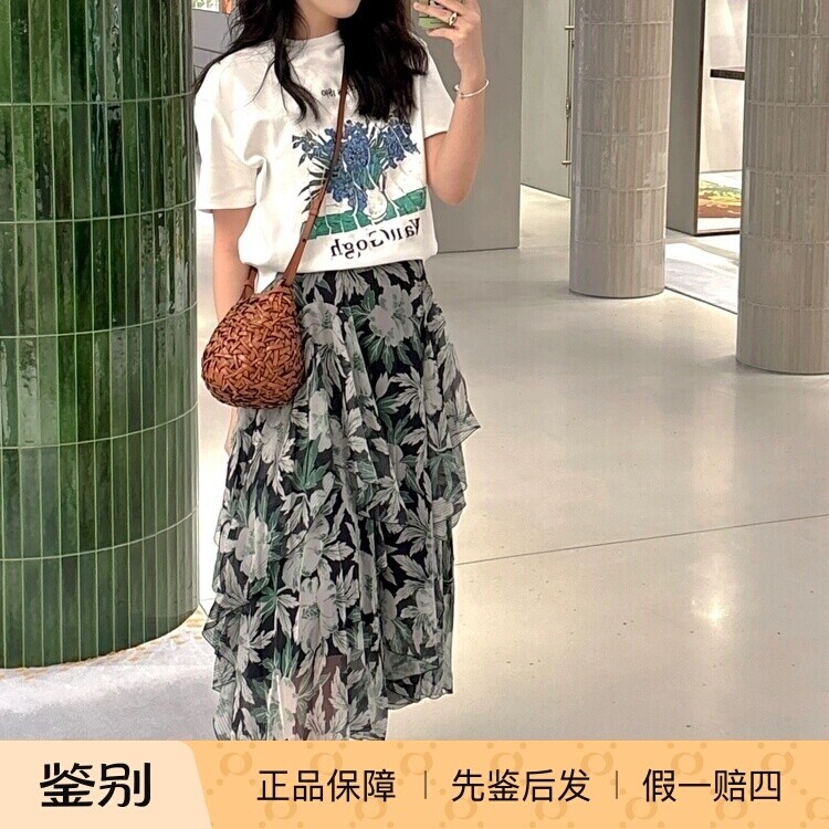 真丝印花不规则半身裙 Loewe罗意威 2025春夏新款正品