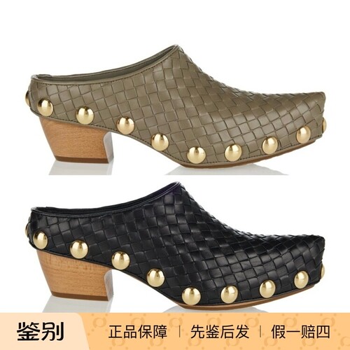 BV女鞋 真皮编织粗高跟 尖头 Bottega Veneta葆蝶家 2026春夏凉拖