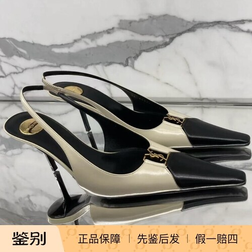 黑白撞色尖头中高跟皮鞋凉鞋单鞋 Saint Laurent YSL圣罗兰2026款