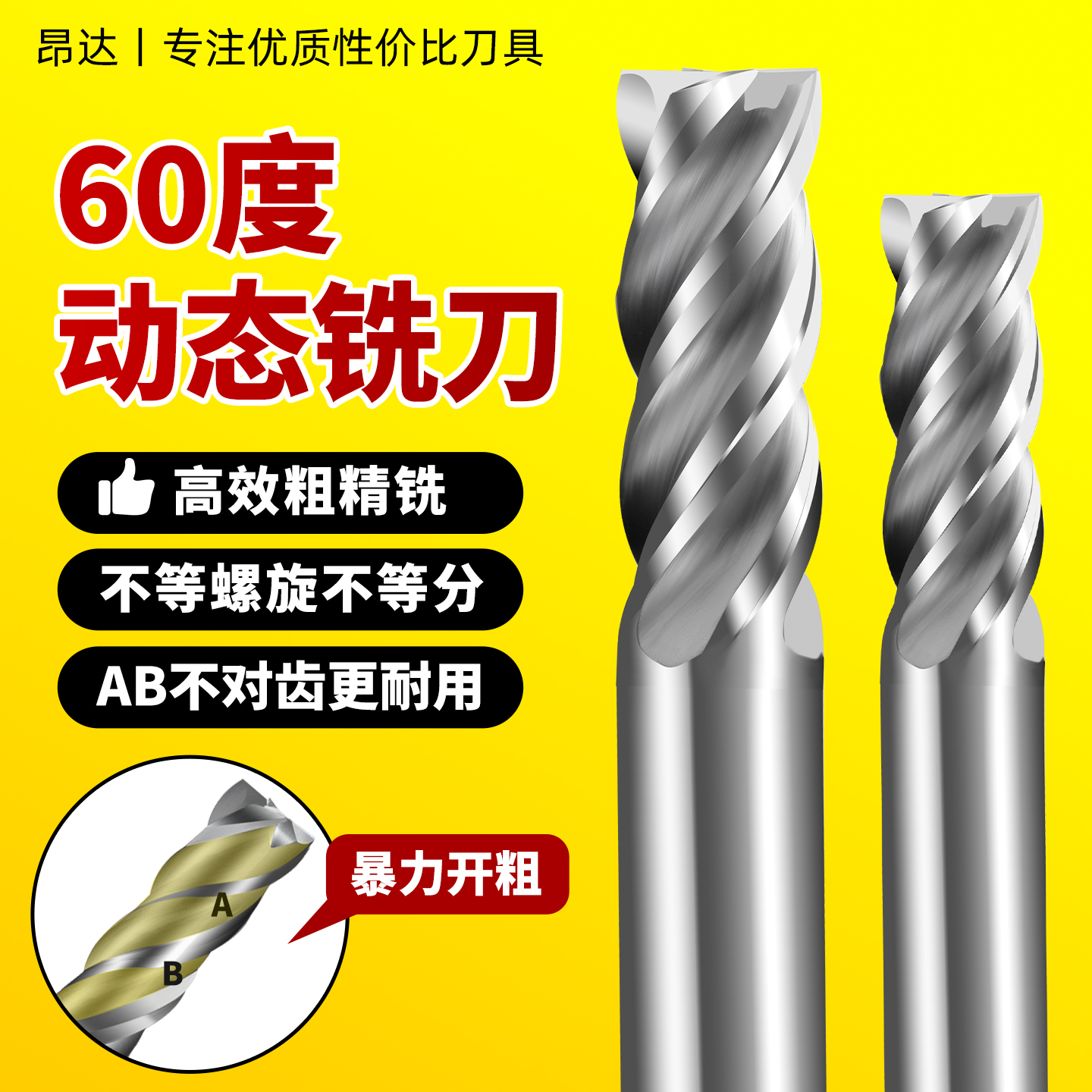 动态铣刀不等螺旋不等分