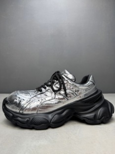 面包鞋 男真皮运动松糕鞋 原创ins潮复古枪色厚底增高老爹鞋 手工鞋