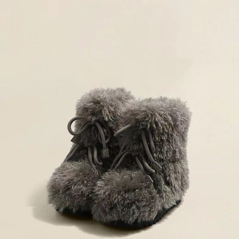 增高6CM~超轻软厚底毛毛雪地靴女冬2025款防滑短靴加绒加厚大棉鞋