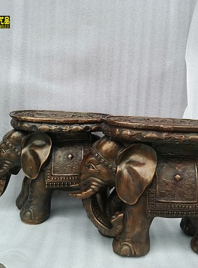 纯铜创意工艺品摆件大象凳子
