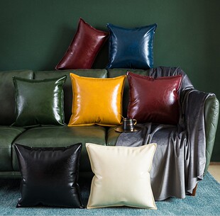 皮沙发榻榻米抱枕软包沙发防水防污油蜡皮抱枕靠垫腰枕可定制尺寸