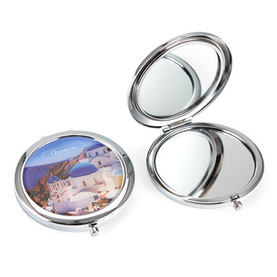 迷你化妆镜子随身便携式 双面折叠小镜子手持小型彩印定制LOGO礼品