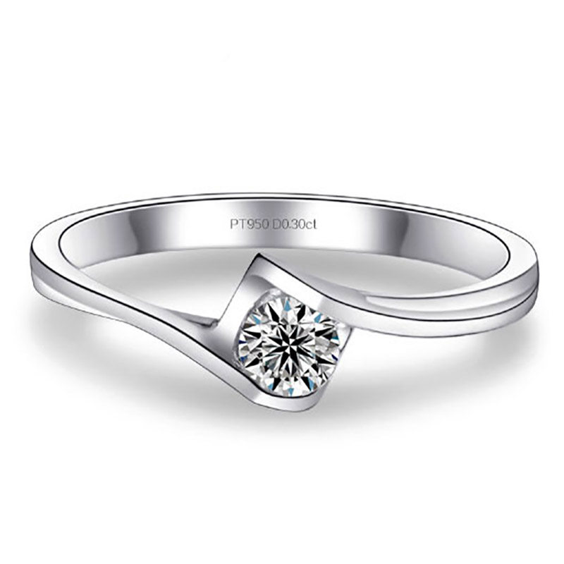 正品PT950铂金天使之吻求婚钻戒女情侣对戒莫桑石18k白金戒指定制