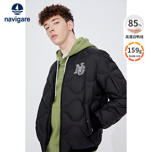 Navigare意大利小帆船棒球领短款 休闲棒球羽绒服外套 夹克男秋季