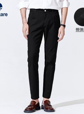 Navigare意大利小帆船夏季黑色直筒休闲裤男薄款商务弹力长裤子