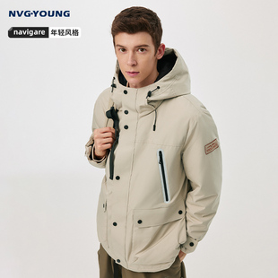 Navigare意大利小帆船冬季白鸭绒羽绒服男士新款保暖休闲连帽外套