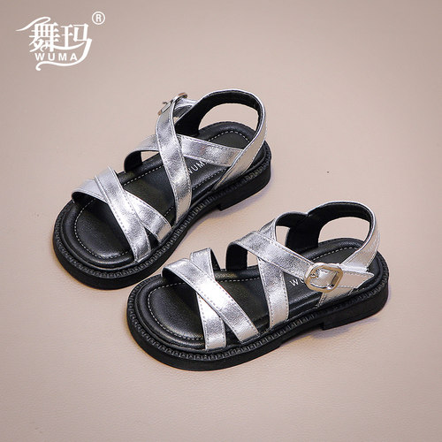 舞玛夏季露趾女童软底凉鞋