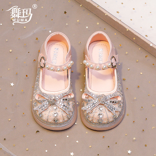 珍珠走秀软底水晶鞋 女童鞋 小女孩秋季 2026春秋款 子儿童公主小皮鞋