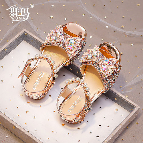 舞玛女童夏季露趾水晶凉鞋