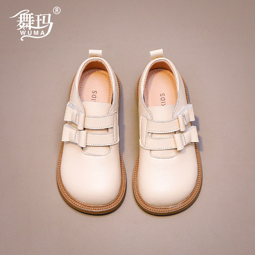 舞玛女童春秋季真皮软底简约皮鞋