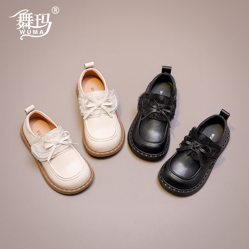 舞玛女童春秋真皮公主皮鞋
