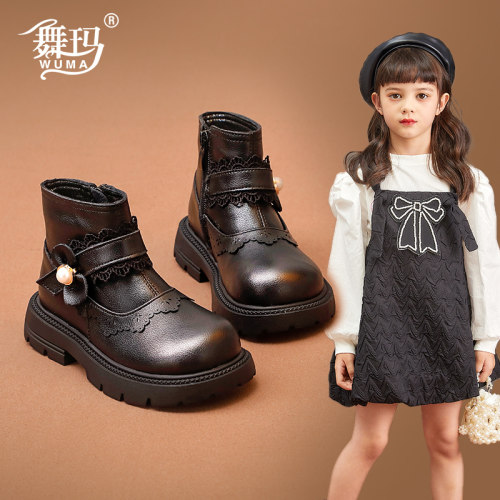 舞玛加绒马丁靴女童冬季休闲皮靴