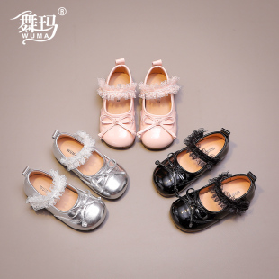 子儿童皮鞋 单鞋 2025春秋新款 时尚 黑色小女孩软底宝宝鞋 舞玛女童鞋