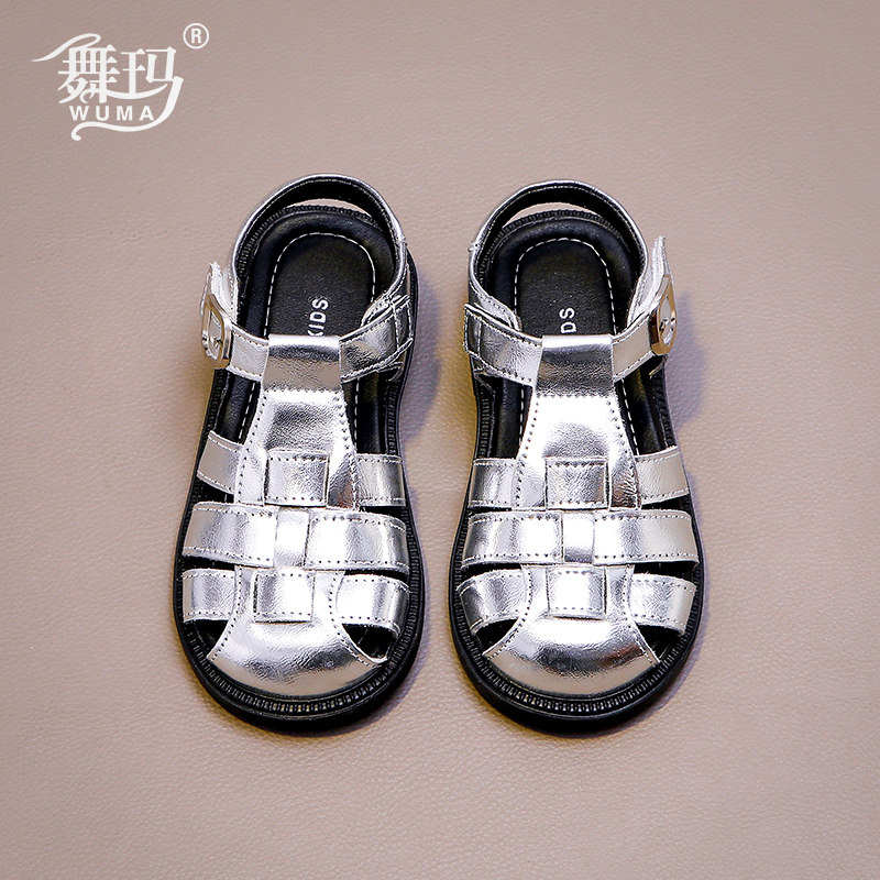 舞玛女童鞋子儿童公主鞋2026新款夏款小女孩包头夏季休闲软底凉鞋