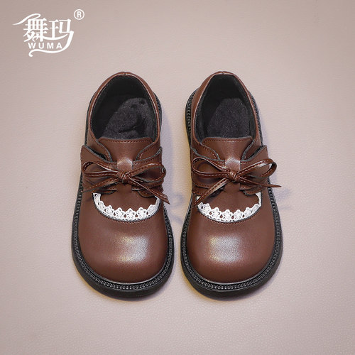 舞玛女童春秋季真皮公主皮鞋