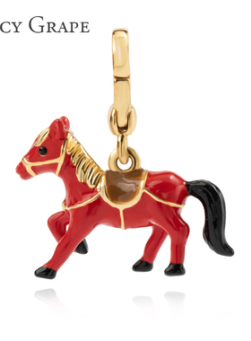 Juicy Grape红色吊坠项链珐琅幸运小马马到成功挂坠新年生日礼物