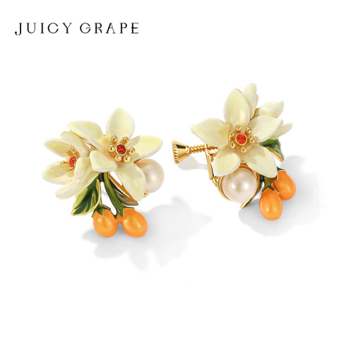 JuicyGrape橙花金桔耳钉耳夹
