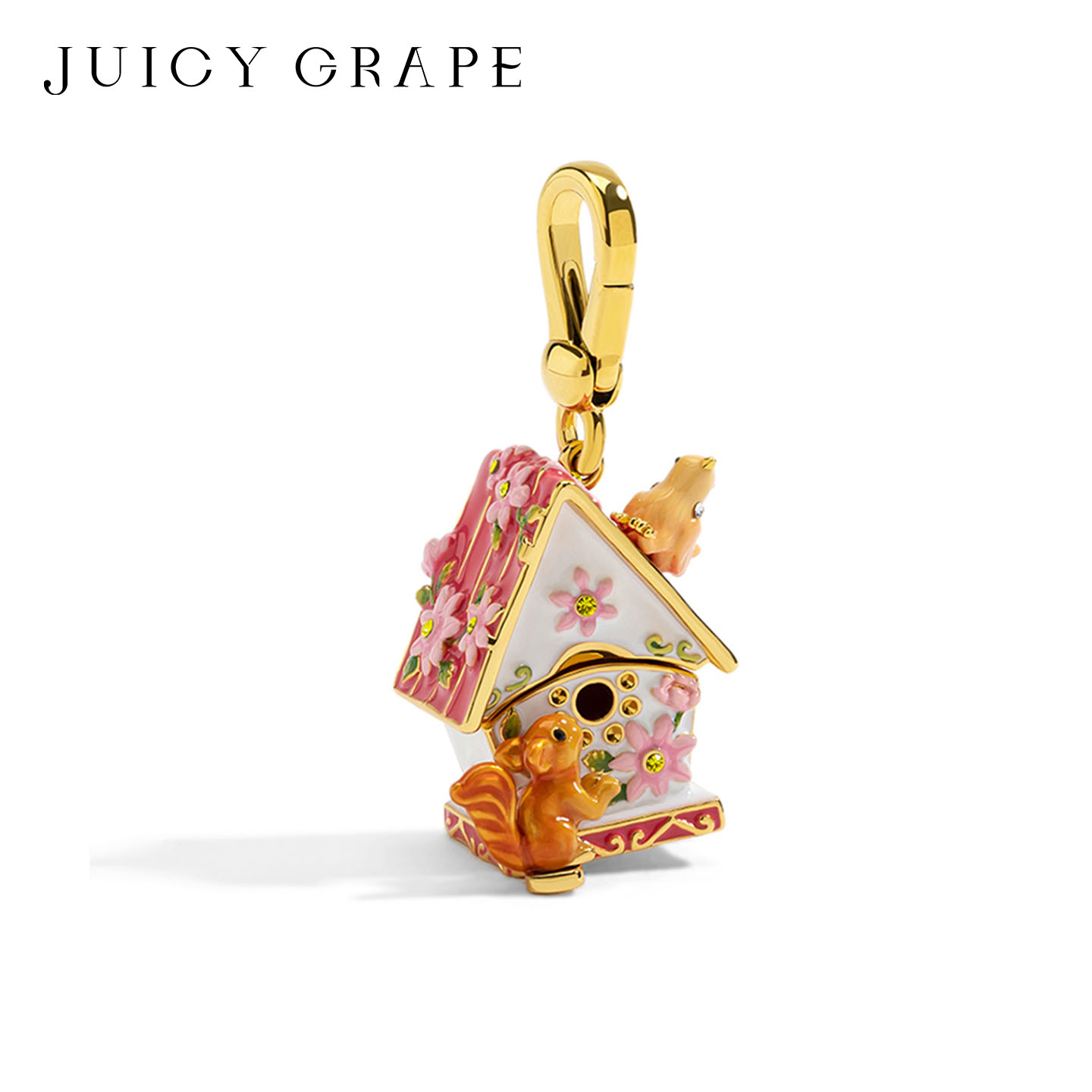 可打开的一款吊坠松鼠房子项链坠