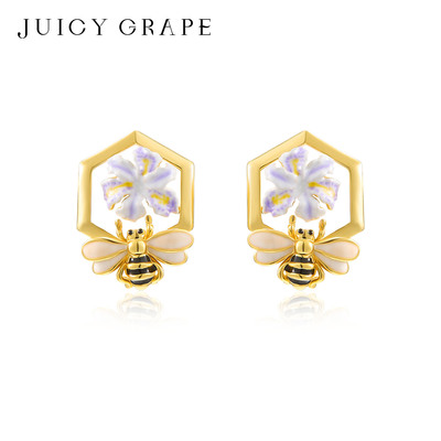 JuicyGrape法式鸢尾花小蜜蜂耳钉